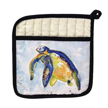 

Betsy Drake PT952 Blue Sea Turtle - Left Pot Holder