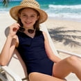 thumbnail image 2 of Teen Swim Suit Navy 1 Piece Swimsuit Girls Sleeveless Rash Guard Pool Parties Summer Beach Swimwear 13-14 Years, 2 of 4