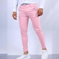 thumbnail image 1 of WTOBBY Men's Slim Fit Casual Dress Pants - Solid Color Straight Leg Jogger Style Trousers for Business Office Wear, Comfortable Professional Design with Stretch Fabric ,Pink XL, 1 of 1