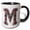 Black/White, variant on 3drose, Pretty Image of Ruby Jeweled Monogram Letter M, 15oz Two-tone Red Mug