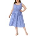 thumbnail image 1 of Vestidos Flowy de Cuello Cuadrado Sin Mangas para Mujeres de Talla Grande Agnes Orinda 3X Azul, 1 of 8