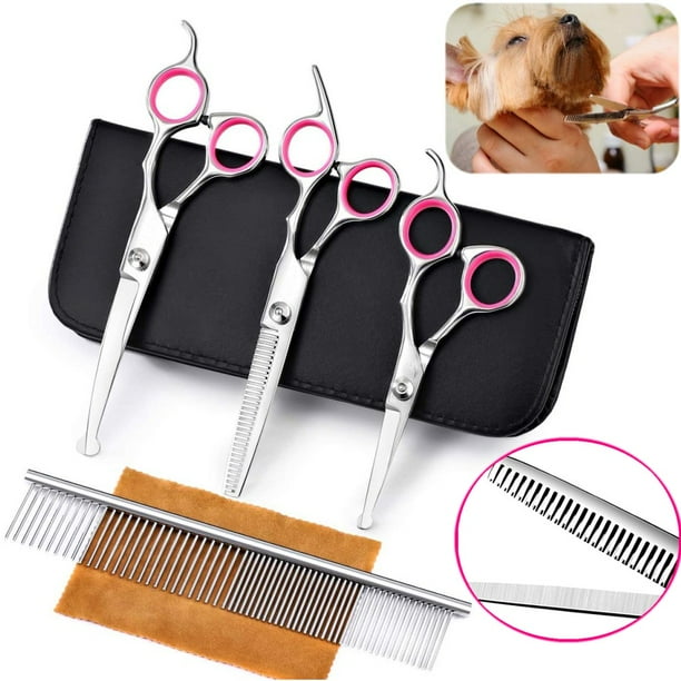 Oture 4Pcs 7" Professional Hair Cutting Scissors Pet Dog Cat Grooming