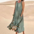 thumbnail image 2 of Women's Maxi Sundress Casual Floral Printed Crewneck Sleeveless Tank Dress with Pockets Bohemian Long Dresses, 2 of 5