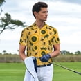 thumbnail image 6 of Balery Bees and Sunflowers Printed Men’s Short Sleeve Polo Shirt, Midweight Men's Shirt,Golf Polo shirts -Small, 6 of 9