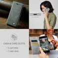 thumbnail image 6 of QLTYPRI Case for iPhone 16e, Vintage PU Leather Wallet Case Card Slot Kickstand Magnetic Closure Shockproof Flip Folio Cover for iPhone 16e - Grey, 6 of 14