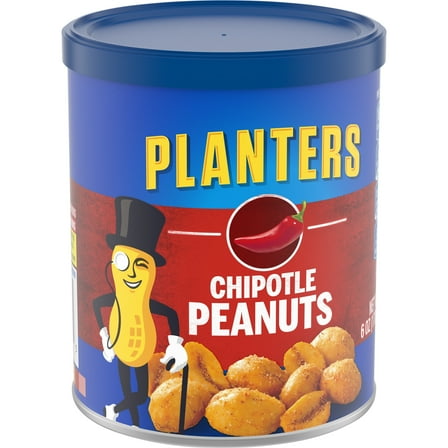 Planters Chipotle Peanuts, Plant Based Protein, 6 oz Canister
