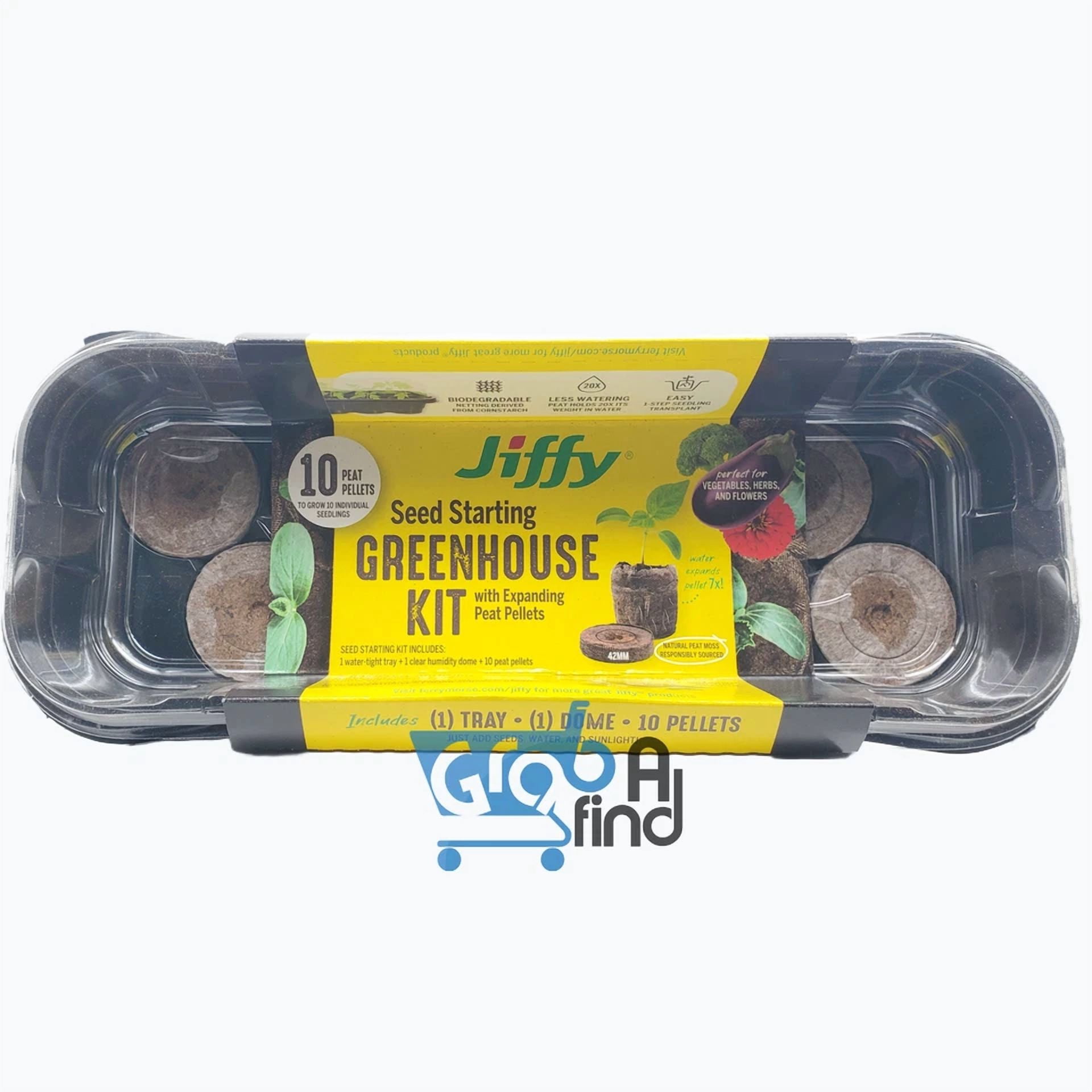 CRESTIN- Jiffy Tray 10 Peat Pellet Seed Starter Greenhouse Kit, 42Mm Pellets Includes Lid