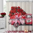 thumbnail image 2 of Valentine's Day Shower Curtain Pink Bow Tie Truck Rose Bathroom Curtains with Hooks, Waterproof Fabric Love Heart Stripe Bath Shower Curtains Set for Bathroom Bathtubs Valentines Decor 72x72 Inch, 2 of 9