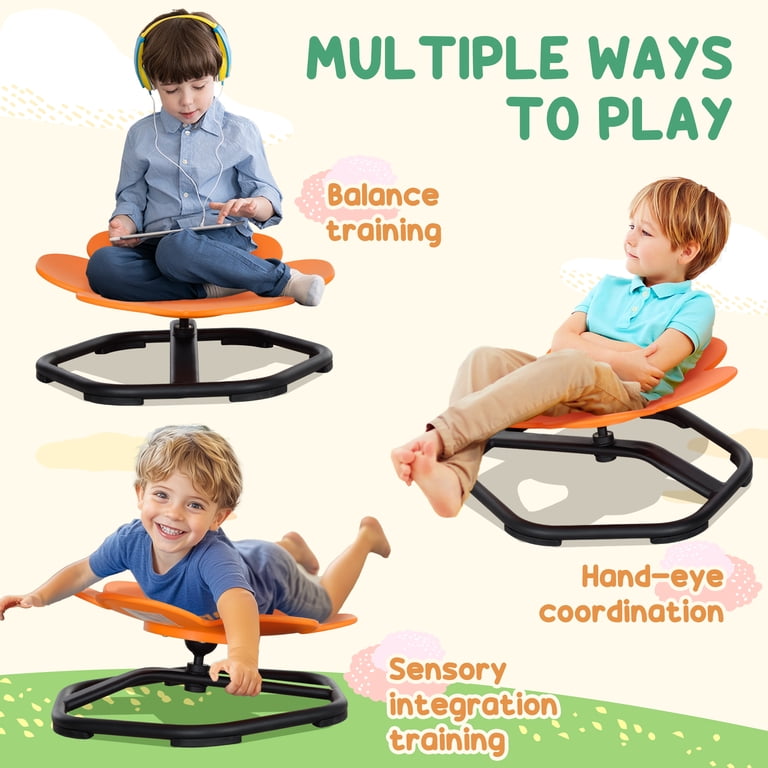 Qaba Sensory Spinning Chair, Kids Swivel Chair, Flower Shaped