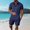 Navy, variant on Hrsba Men Outfits 2 Piece Set, Solid Color Lapel Short Sleeve and Drawstring Elastic Waist Summer Fashion Daily Set