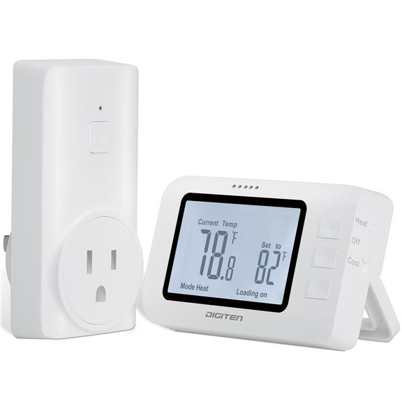 DIGITEN Wireless Thermostat WTC100 Pro Temperature Controller for Cooling & Heating, Remote Controlled Outlet, Easy-to-Use and Non-Programmable Thermostats for Home