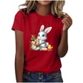 thumbnail image 2 of ClodeEU Women's Easter Print Short Sleeve T Shirt ,Round Neck Fashion Casual Tee Wine,Womens Plus S, 2 of 5
