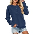 thumbnail image 6 of ZHYou Womens Long Sleeve Sweatshirts Henley Half Button Collared Loose Fit Drop Shoulder Casual Pullover Tops,Navy,Size S, 6 of 7