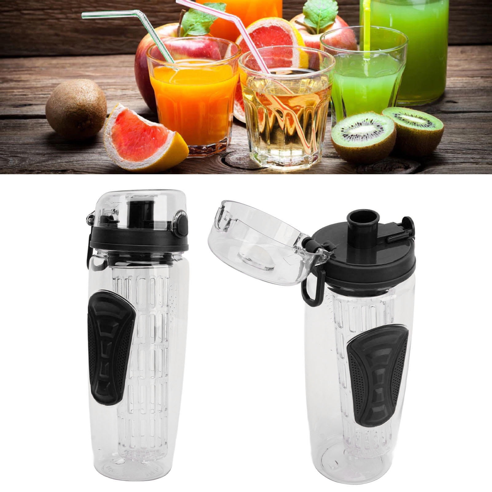 YAHHU 32oz Leakproof Fruit Infuser Water Bottle with Flip‑Top Lid, Non‑Slip Grip, Built‑In Strainer – Ideal for Workouts, Hiking & Daily Hydration