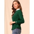 thumbnail image 4 of INSPIRE CHIC Women's Button Up Doll Collar Long Sleeve Work Shirt Green XL, 4 of 6