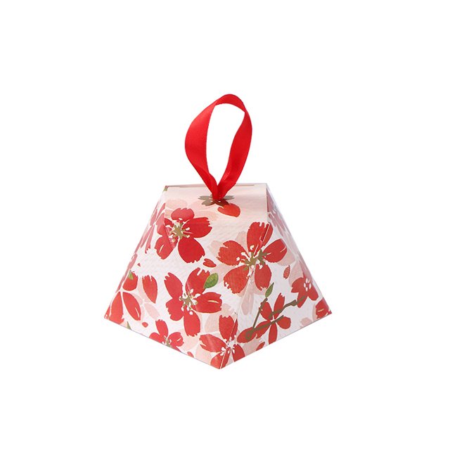 Advancent Caja de dulces de estilo europeo, regalo de recuerdo de boda con cinta para galletas, bolsas rojas, estuche con estampado de flores Almacenamiento y organización del hogar Rojo