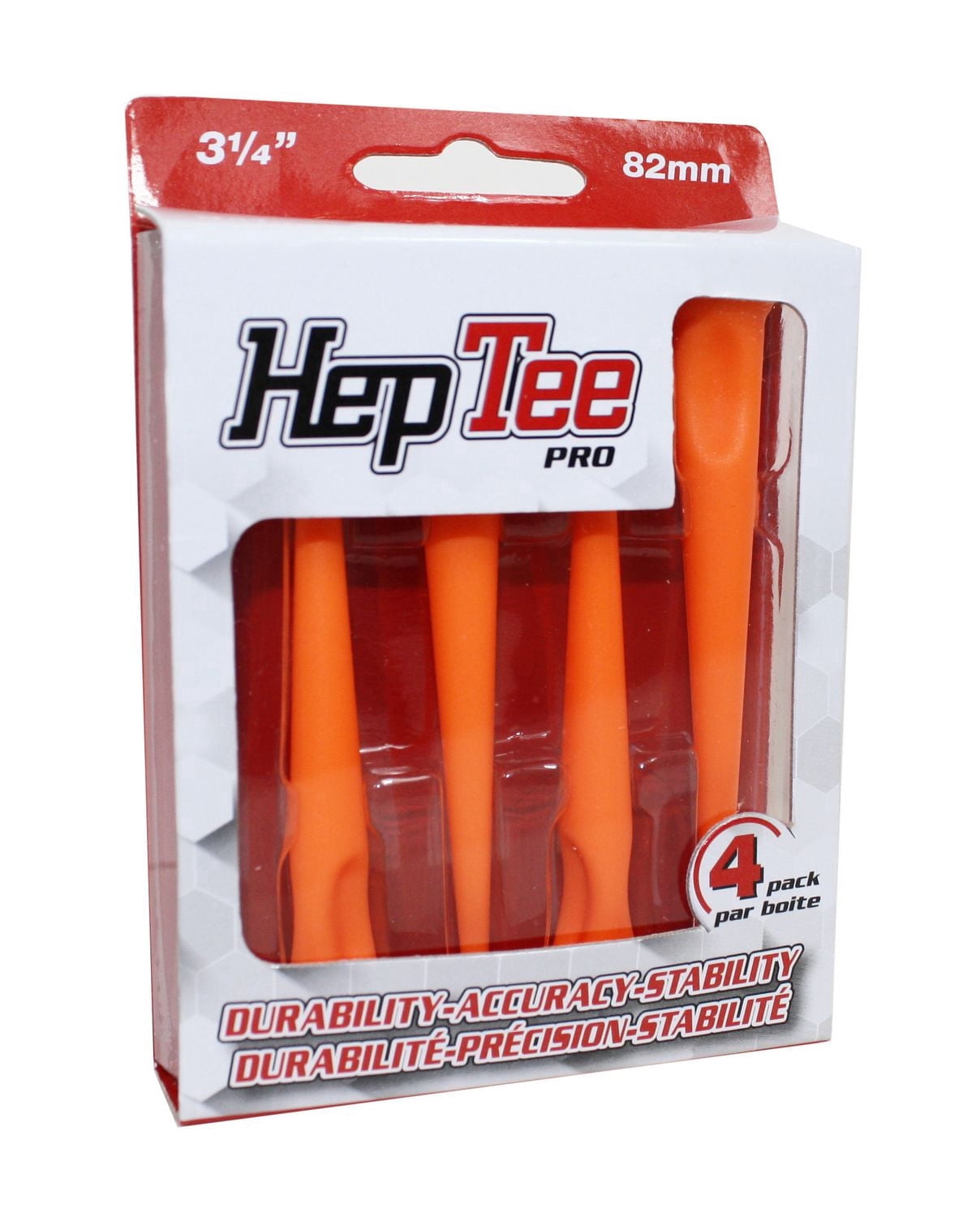 3 1/4" (82mm) Hep Tee PRO Orange Plastic Golf Tees, pack of 4 by Hep Tee