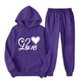 thumbnail image 2 of successthop 2 Pieces Lounge Set Women Fleece Long Sleeve Hoodie and Jogger Sweatpant Heart Fall Streetwear with Pockets, 2 of 7