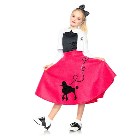 Seeing Red Poodle Skirt 50s Costume for Children, Includes a Full Skirt, a Sweater, a Shirt, and a Headband