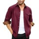 thumbnail image 1 of Blusa y camisa de manga larga con cuello vuelto para hombre, informal, lisa, con botones y bolsillo, de poliéster, 1 of 2
