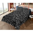 thumbnail image 4 of Ambesonne Emoji Fitted & Top Sheet Set with Sham, Simple Funny Faces Groovy Art, Black White, 4 of 5