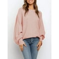 thumbnail image 6 of Women'S Oversized Crewneck Sweater Batwing Puff Long Sleeve Cable Slouchy Pullover Jumper Tops, 6 of 7