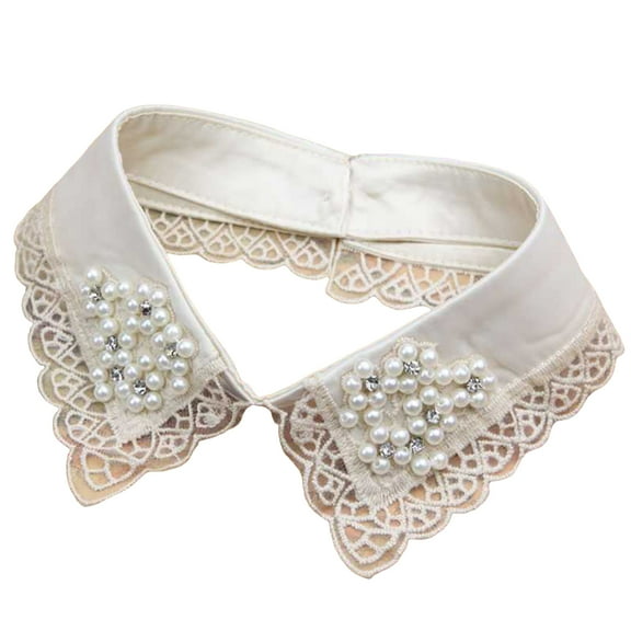 UNTERING Detachable Collar Women Detachable Colla Shirt Fake Collars Pearls Lace Decoration Ladies Lace Fal