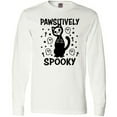 thumbnail image 3 of Inktastic Pawsitively Spooky Skeleton Cat with Ghosts and Crosses Long Sleeve T-Shirt, 3 of 5