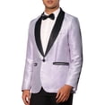 thumbnail image 4 of INSPIRE CHIC Blazers para Hombre con Solapa Metálica y Un Botón, Estilo de Fiesta Brillantes, L Púrpura, 4 of 4