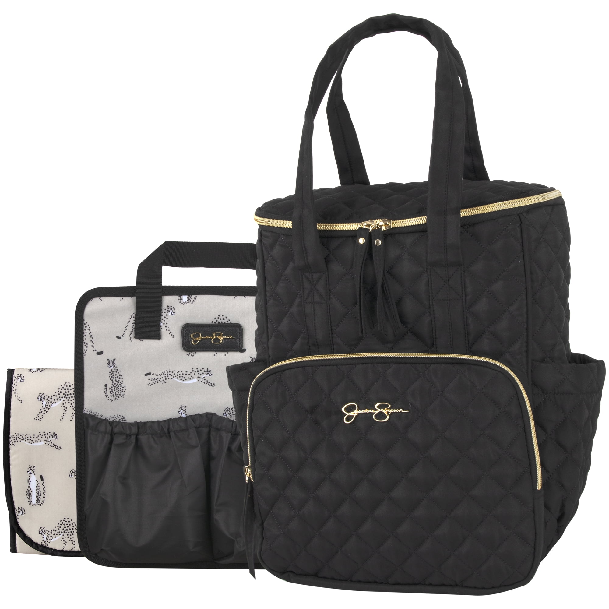 Jessica Simpson Black backpack/Purse with gold hardware, zippers and pockets Jessica Simpson - Brandclub - Jessica Simpson Black Quilted  main image 2