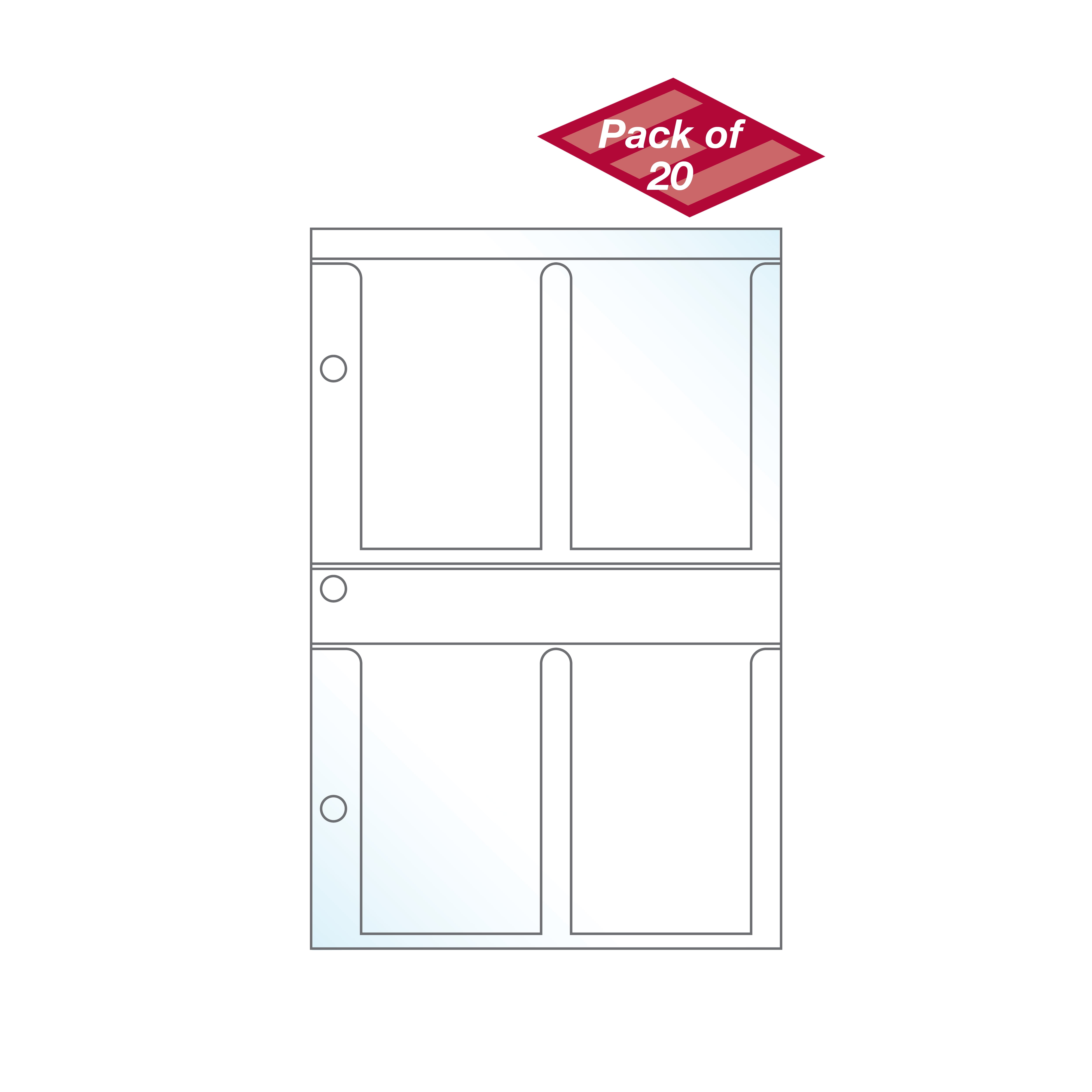 3.5' x 2' Mini Four Pocket Business Card Pages, Fits UniKeep Mini Binders, Pack of 20 - Made in USA