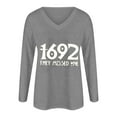 thumbnail image 3 of 1692 They Missed One Shirt Vintage Witch Print Long Sleeve Sweatshirt Halloween Casual V-Neck Tee Pullover Tops, 3 of 5