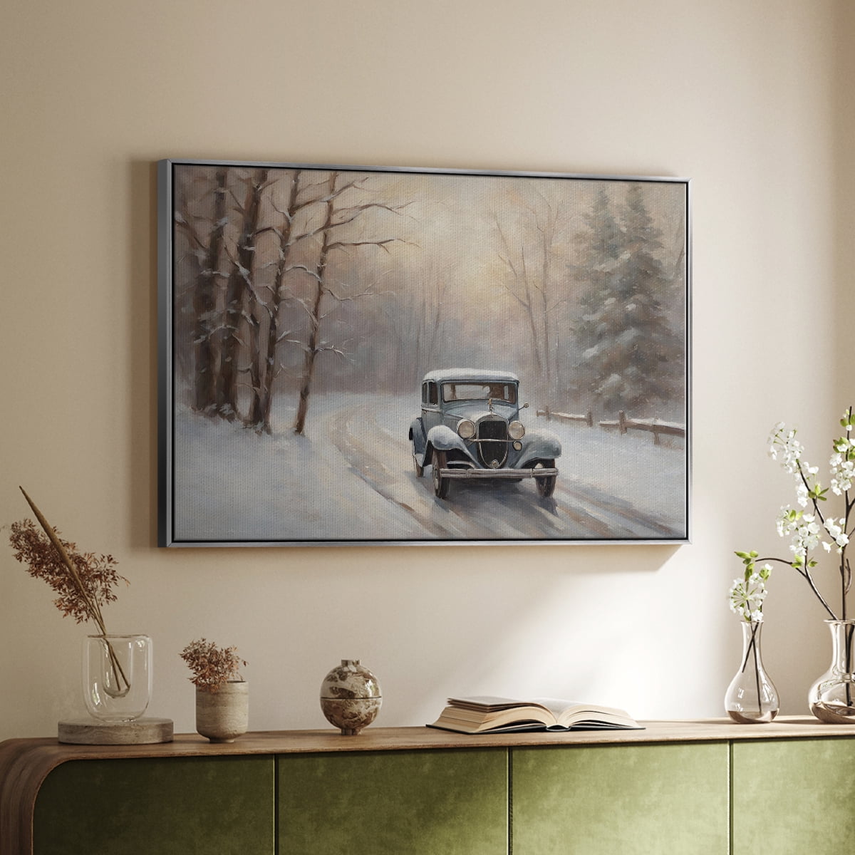 Vintage Landscape-CCIX By Wexford Home Framed in Silver Wood Gallery Wrapped Canvas 17 in. x 25 in.