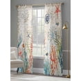 thumbnail image 4 of Vintage Coastal Sheer Curtains 96 Inch Length 2 Panels Set, Summer Beach Coral Starfish Nautical Voile Window Treatment Semi Sheer Long Curtains Drapes for Bedroom/Living Room/Kitchen 52"x96"x2, 4 of 7