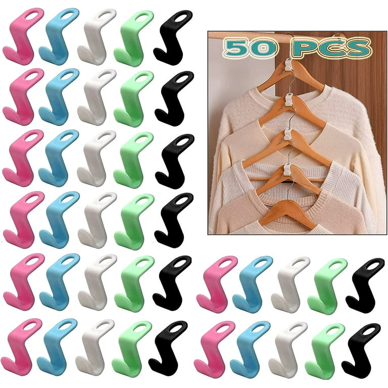 50 Pcs Clothes Hanger Connector Hooks, Hanger Hooks Space Saver