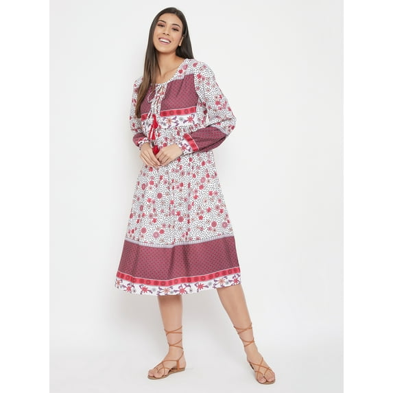 Gypsie Blu Women's Floral Dresses Summer Long Sleeves Casual Dress Printed Knee Length Dress for Ladies and Girls