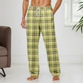 thumbnail image 2 of Men Pajama Pants Plaid Sleep Lounge Pj Bottoms Lightweight Sleep Pants with Pockets & Drawstring Soft Sleep Pants Fall Clothes (14-Yellow, Small), 2 of 6