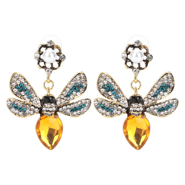 Pendientes colgantes en forma de abeja, pendientes colgantes de aleación, joyería, adorno en forma de gota para mujeres y niñas