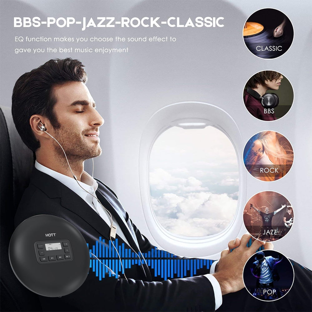 MEGICOT Portable CD Player with Backlight, Memory Feature, Anti-Skip, EQ, Compact Music CD Small CD Player for CD, MP3 CD, CD-R, CD-RW