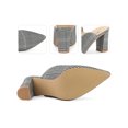 thumbnail image 2 of BLISSFUL STEP Women's Plaid Pointed Toe Block Heel Slide Mules Black White 7, 2 of 5