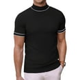 thumbnail image 2 of COOFANDY Mens Mock Turtleneck Short Sleeve Sweater Casual Stylish Knitted Pullover Slim Fit Dress Sweater Basic Tops, 2 of 6