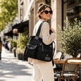 thumbnail image 5 of FSAGAE Multi-Pocket Travel Bag Nylon Tote Lightweight Handbag Black Waterproof Large-Capacity Durable, 5 of 5