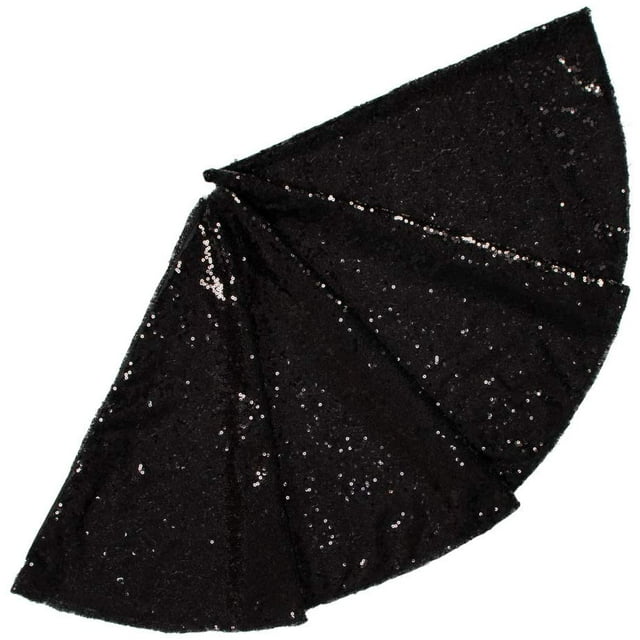 30 Inch-Black-Sequin Christmas Tree Skirt Holiday Tree Decoration-1026E