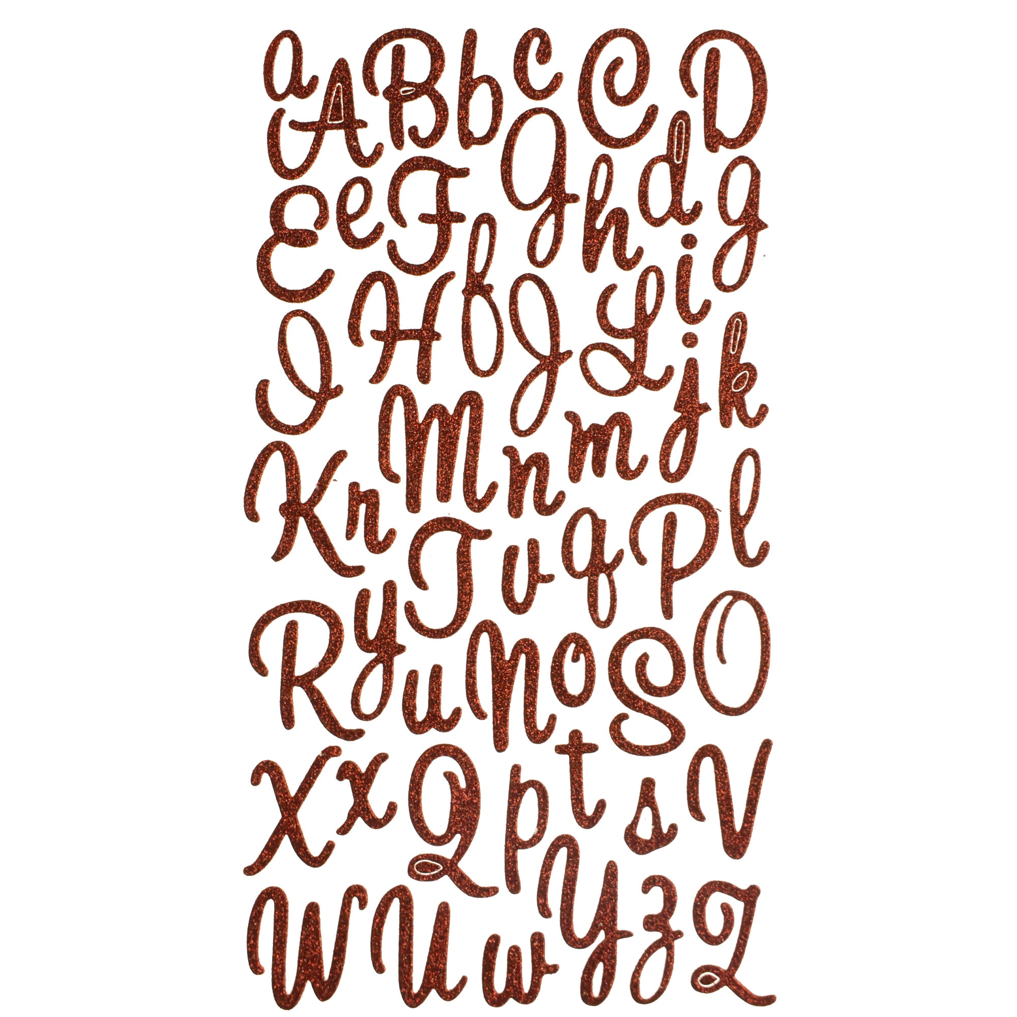 Glitter Cursive Alphabet Letter Stickers, 1-Inch, 50-count, Red