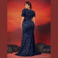 thumbnail image 5 of AURA Plus Size Evening Dress Sequin V Neck Short Sleeve Party Wear 0XL to 4XL, 5 of 6