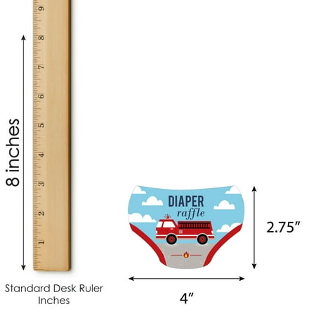 Big Dot of Happiness Fired Up Fire Truck - Diaper Shaped Raffle Ticket Inserts - Firefighter Firetruck Baby Shower Activities Diaper Raffle Game 24 Ct