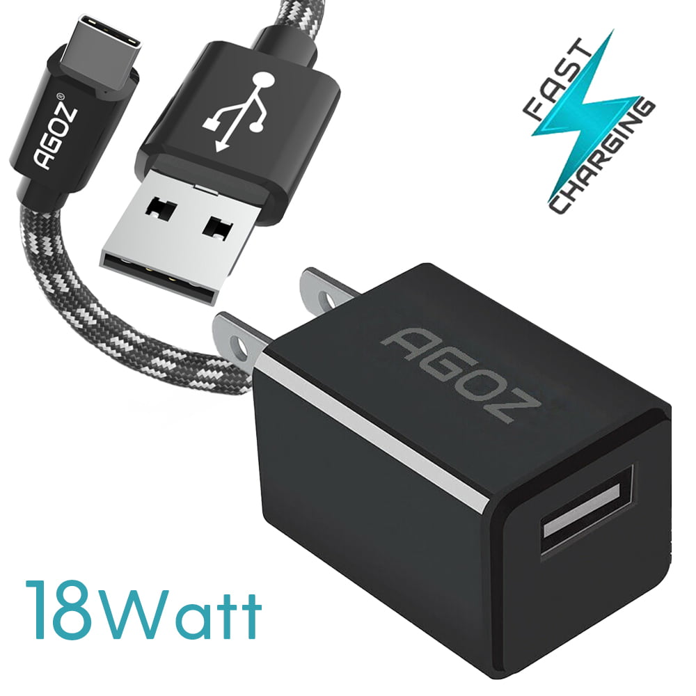 Agoz FAST Charge Home Wall Charger Adapter + 6ft USB Type