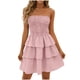 thumbnail image 3 of TaTaai Women‘s Strapless Tiered Dress, Off Shoulder Sleeveless Summer Dress, Solid Color Layered A-Line Midi Dress, Casual Beach Party Wear Gift, 3 of 7