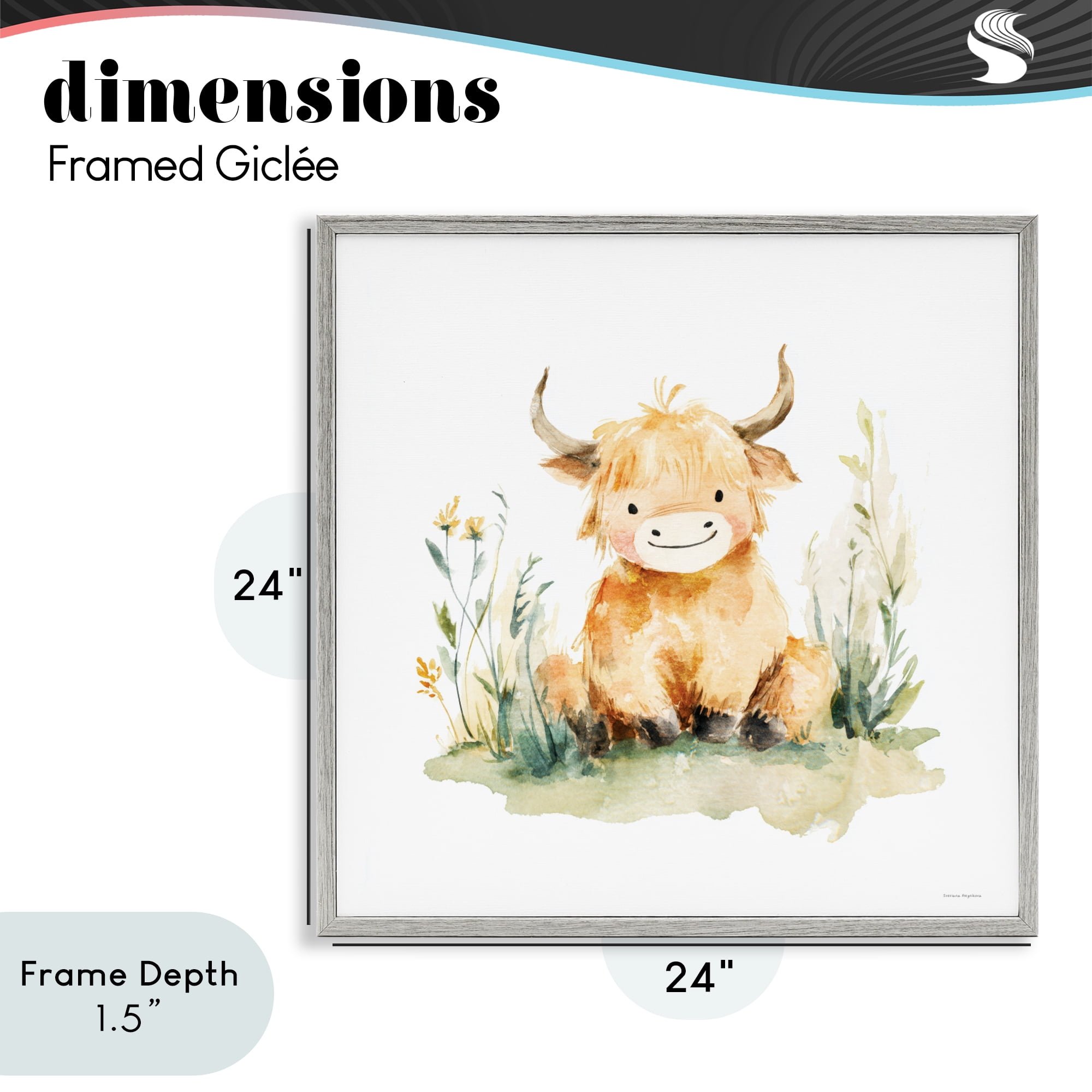 Stupell Industries Little Highland Calf Gray Framed Giclee Art, design by Svetlana Aleynikova