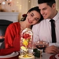 thumbnail image 5 of Rosa de 24 Quilates Regalo de San Valentín JanHm Rosa Eterna Galaxia en Cúpula de Cristal Con Tira de Luz LED, 5 of 5